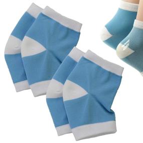 img 4 attached to 2 Pairs Moisturizing Silicone Gel Heel Socks For Dry Hard Cracked Skin Open Toe Comfy Recovery Day Night Care By Makhry (Blue)
