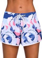 chic floral women's board shorts with pockets for beach and swim activities логотип