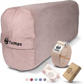 img 4 attached to Tumaz Rectangular Yoga Bolster Set - Soft Pillow For Restorative Yoga And Meditation, Includes Carry Handle, 8-Feet Yoga Strap, And Machine Washable Cover For Easy Care
