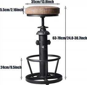 img 3 attached to Промышленные барные стулья-поворотное полиуретановое сиденье-винтажный кухонный островной стул-стойка с регулируемой высотой 25-31 дюймов-подставка для ног
