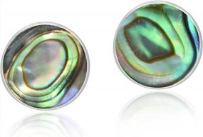 img 4 attached to Stunning Abalone Round Stud Earrings In .925 Silver By AeraVida - 6Mm Size