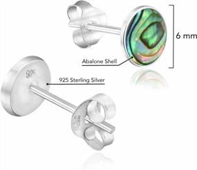 img 2 attached to Stunning Abalone Round Stud Earrings In .925 Silver By AeraVida - 6Mm Size
