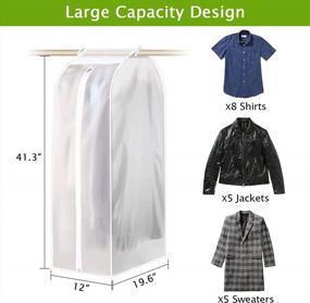 img 3 attached to Medium KONKY Garment Clothes Cover Protector - Dustproof Waterproof Hanging Clothing Storage Bag With Full Zipper & Magic Tape & Strap For Coat Dress Windcoat