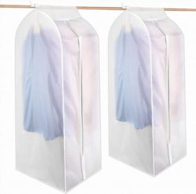 img 4 attached to Medium KONKY Garment Clothes Cover Protector - Dustproof Waterproof Hanging Clothing Storage Bag With Full Zipper & Magic Tape & Strap For Coat Dress Windcoat
