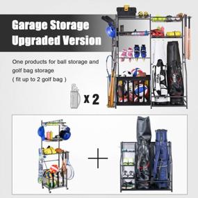 img 3 attached to Golf And Sports Equipment Storage Organizer - Garage Rack With 2 Bag Stands And Multiple Shelves For Efficient Storage - Mythinglogic