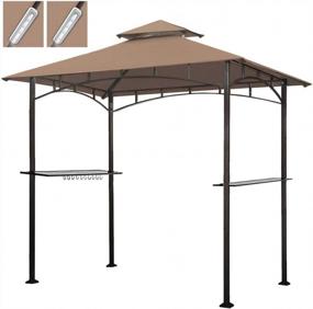 img 4 attached to Upgrade Your Backyard BBQ With KEYMAYA 8X5 Grill Gazebo Shelter: Double Tier Canopy, Steel Frame And Bar Counters + Bonus LED Lights