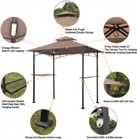 img 1 attached to Upgrade Your Backyard BBQ With KEYMAYA 8X5 Grill Gazebo Shelter: Double Tier Canopy, Steel Frame And Bar Counters + Bonus LED Lights