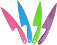 4-piece plastic cake knives with serrated edges: perfect for cutting cakes, breads, vegetables & fruits - random colors! logo