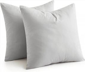 img 4 attached to Set Of 2 Puredown® Feather Throw Pillow Inserts - 18X18 Inches, Light Gray For Bed & Couch Decor