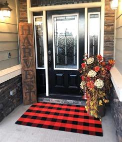 img 4 attached to Ukeler Buffalo Check Rug 3'×5', Cotton Red Plaid Rug For Front Porch Kitchen Bedroom Popular Farmhouse Doormat
