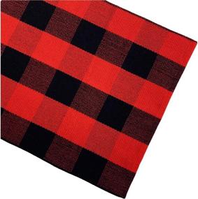 img 2 attached to Ukeler Buffalo Check Rug 3'×5', Cotton Red Plaid Rug For Front Porch Kitchen Bedroom Popular Farmhouse Doormat