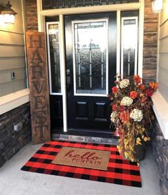 img 3 attached to Ukeler Buffalo Check Rug 3'×5', Cotton Red Plaid Rug For Front Porch Kitchen Bedroom Popular Farmhouse Doormat