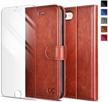 ocase wallet case compatible for iphone se 2022 5g, iphone 7/8/se 2020 case [card slot] [kickstand] [screen protector] pu leather flip folio phone cover for iphone 7/8/se2/se3 - brown logo