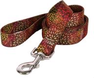 🐾 yellow dog design flower works red dog leash - 1" wide, 5' (60") long, large - ideal for walking and training logo