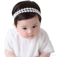 rqj baby girls christening flower headband - baptism rhinestone stretch hair band bowknot headwrap for toddler логотип