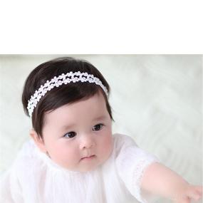 img 3 attached to RQJ Baby Girls Christening Flower Headband - Baptism Rhinestone Stretch Hair Band Bowknot Headwrap for Toddler