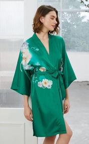 img 1 attached to Experience Timeless Beauty With Ledamon'S Classic Floral Kimono Short Robe For Women