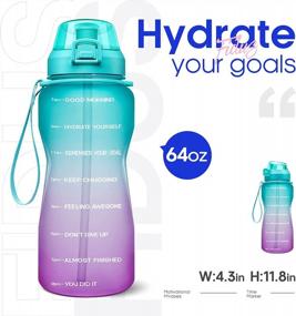 img 3 attached to Fidus Large Half Gallon/64Oz Motivational Water Bottle With Time Marker & Straw,Leakproof Tritan BPA Free Water Jug,Ensure You Drink Enough Water Daily For Fitness,Gym And Outdoor Sports