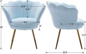 img 3 attached to Comfy Chic Lotus Accent Chair: Faux Fur Upholstery With Gold Plating Legs In Baby Blue - Perfect For Living Room, Bedroom, Or Apartment