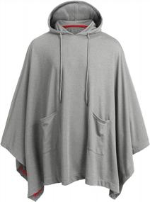 img 4 attached to Hooded Cape Coat For Men | Casual Pullover With Irregular Hemline And Long Sleeves
