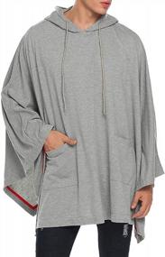 img 2 attached to Hooded Cape Coat For Men | Casual Pullover With Irregular Hemline And Long Sleeves