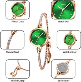 img 1 attached to Women'S Rose Gold Mosaic Diamond Bracelet Quartz Analog Dress Watch - Waterproof Wristwatch