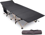 sturdy and portable extra wide camping cot for adults - redcamp folding cot, ideal for camping and office use, black logo