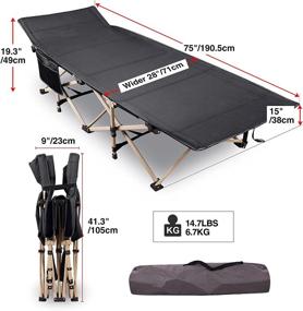 img 2 attached to Sturdy And Portable Extra Wide Camping Cot For Adults - REDCAMP Folding Cot, Ideal For Camping And Office Use, Black