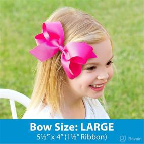 img 2 attached to 🎀 Large Classic Grosgrain Hair Bow for Girls with WeeStay Clip and Plain Wrap - Wee Ones