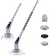 🧹 homyeko cordless electric spin scrubber with adjustable 2 speeds, led display and 4 interchangeable brush heads, ideal for deep cleaning bathroom tile grout, tub, floor, pool, car, and more. features extendable handle. логотип