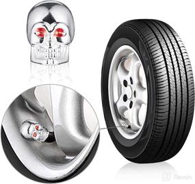 img 3 attached to 💀 Silver Skull Style Stem Valve Caps for SUVs, Cars, Trucks, Bikes - Pack of 5