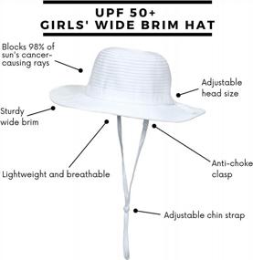 img 3 attached to Солнцезащитная шляпа для девочек с широкими полями и защитой от ультрафиолета UPF 50+ — доступна в нескольких цветах — SwimZip