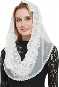 img 4 attached to Rounded Back Chapel Lace Veil Floral Embroidered Catholic Mantilla
