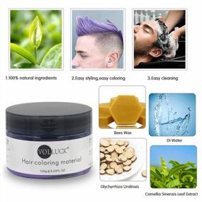 img 1 attached to Temporary Hair Dye Clay - Purple Hair Coloring Wax For Cosplay, Halloween, And Parties - 4.23 Oz Natural Hair Material Pomade - Disposable Hair Styling Ash