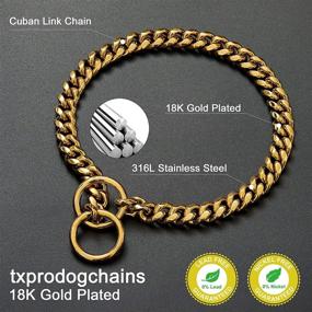 img 2 attached to 🐶 txprodogchains: Premium 18K Gold Chain Dog Collar - Durable Stainless Steel Cuban Link for Walking and Training Small to Large Dogs (10in to 24in)