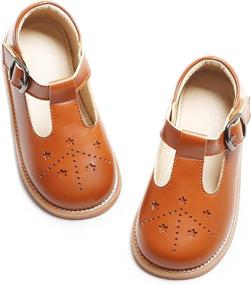 img 4 attached to Детская школьная обувь на плоской подошве: Туфли-оксфорды Kiderence Mary Jane для малышей и маленьких детей