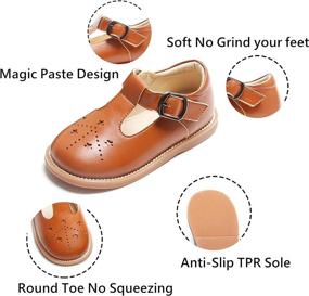 img 1 attached to Детская школьная обувь на плоской подошве: Туфли-оксфорды Kiderence Mary Jane для малышей и маленьких детей