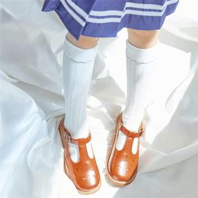 img 2 attached to Детская школьная обувь на плоской подошве: Туфли-оксфорды Kiderence Mary Jane для малышей и маленьких детей