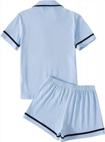 img 3 attached to Women'S Cotton Pajamas Set Short Sleeve Shirt & Shorts PJs Loungewear By LYANER