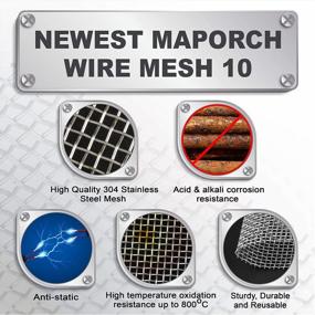 img 1 attached to Stainless Steel Woven Mesh Screen - Type 10 Mesh, 11.4" X 23.6" (29Cm X 60Cm) - Ideal For Air Ventilation, Doors, Shower Drains, And Cabinets - MAPORCH 304 Metal Wire Mesh (1 Piece)