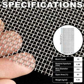 img 3 attached to Stainless Steel Woven Mesh Screen - Type 10 Mesh, 11.4" X 23.6" (29Cm X 60Cm) - Ideal For Air Ventilation, Doors, Shower Drains, And Cabinets - MAPORCH 304 Metal Wire Mesh (1 Piece)