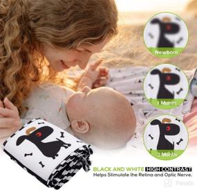 img 1 attached to 📚 High Contrast Soft Cloth Book for Baby: Black and White Educational Activity Toy for Infant Tummy Time, Crib, and Newborns - Ages 0-3 Years