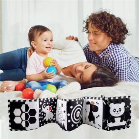 img 3 attached to 📚 High Contrast Soft Cloth Book for Baby: Black and White Educational Activity Toy for Infant Tummy Time, Crib, and Newborns - Ages 0-3 Years