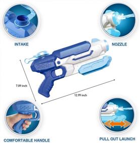 img 1 attached to JINRUCHE 1200CC Super Water Soaker - дальний радиус действия 35-40 футов - синий - водяные пистолеты для детей и взрослых - забавная летняя уличная игрушка и водная игрушка для детей