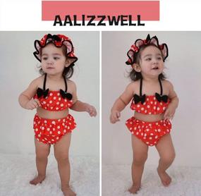 img 2 attached to Toddler Baby Girls 3 Piece Bikini Set Bathing Suit W/ Hat - Aalizzwell