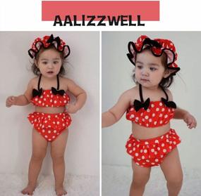 img 3 attached to Toddler Baby Girls 3 Piece Bikini Set Bathing Suit W/ Hat - Aalizzwell