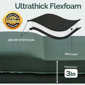 img 1 attached to Ultrathick All-Weather Foam Sleeping Pad With Pillow For Backpacking, Traveling, And Hiking - Fast Air Self-Inflating Insulated Mattress - Durable Camping Mat In Green (3 Inches)