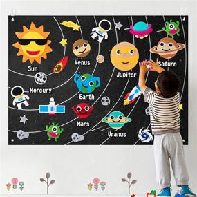 img 4 attached to Get Ready To Blast Off With WATINC'S 44-Piece Outer Space Felt Story Board Set: Explore The Solar System, Meet Aliens, And Tell Your Own Galactic Adventure!