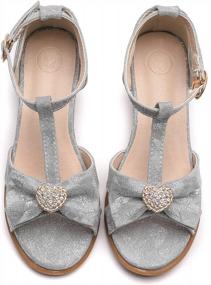 img 2 attached to Sparkling Style: DADAWEN Open Toe Rhinestone Sandals For Girls With Low Heels