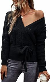 img 4 attached to Get Cozy And Chic With Women'S Long Sleeve Wrap Sweaters - Perfect For Any Occasion!